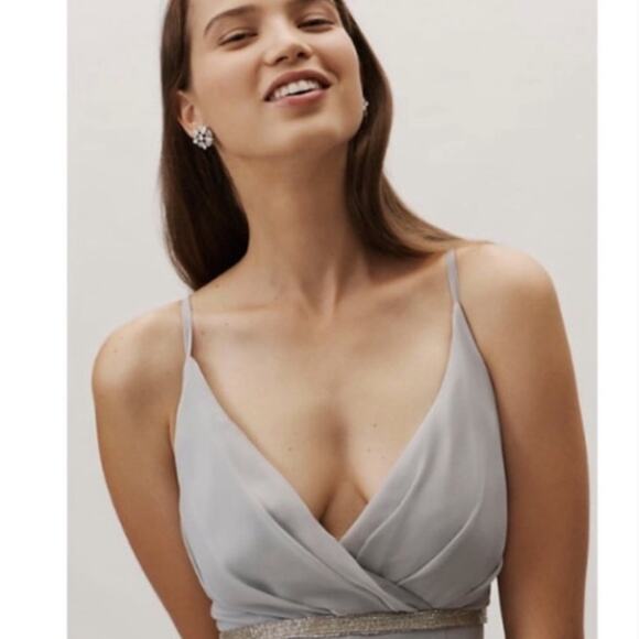 ANTHROPOLOGIE x BHLDN Eva Maxi Dress Fog Gray Sz S {H25} - Picture 6 of 13